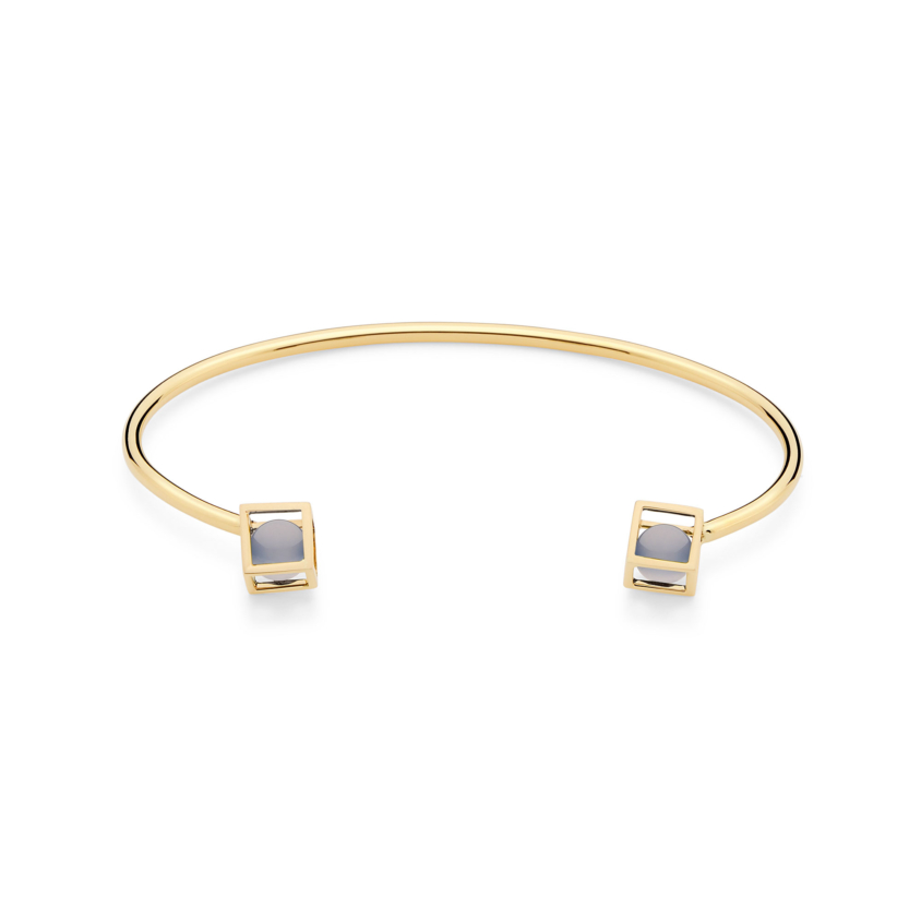 18k Yellow Gold Chalcedony Cuff Bracelet – Duo Solo 6mm Stacking Cuff