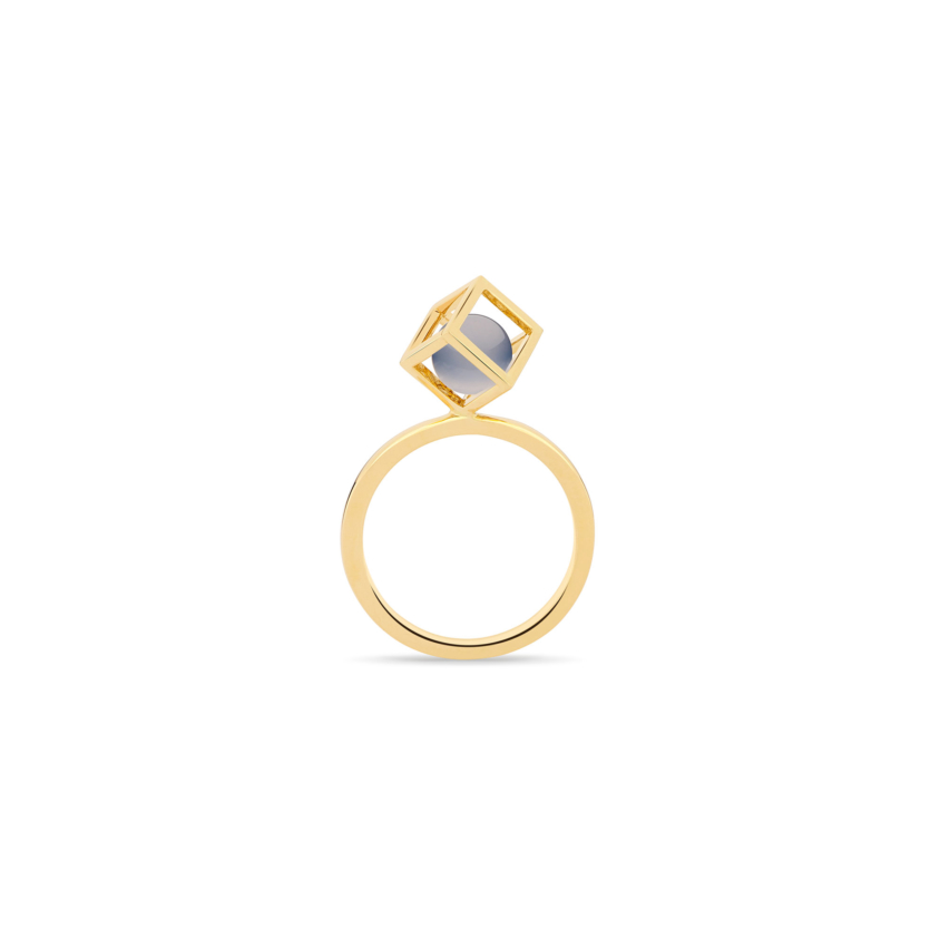 Gold Chalcedony Stacking Ring – Solo Rotated 6mm Stacking Ring