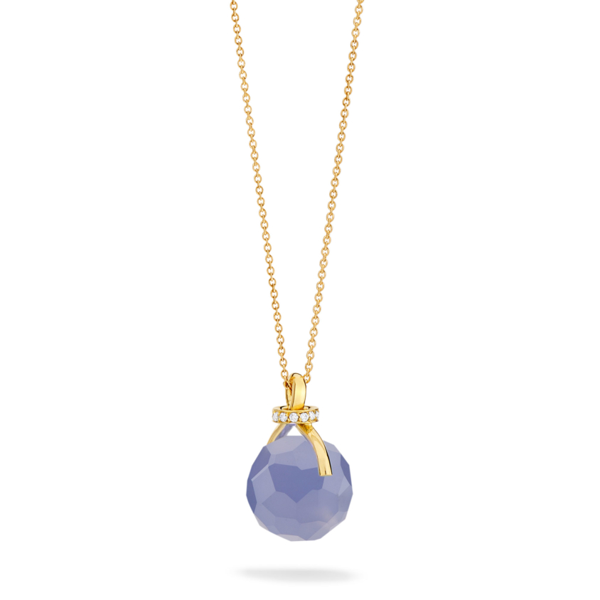 Diamond & Faceted Chalcedony Pendant Necklace Gold – Knot Necklace