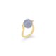 18k Gold, 0.12ct Diamonds & Faceted Chalcedony Ring – Small Twist Ring