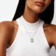 Gold Diamond & Milky Quartz Necklace – Deco Rectangle Pendant