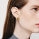Diamond & Round Blue Moonstone Cabochon Stud Earrings Black Rhodium White Gold – Meteor Brilliant Stud Earrings