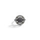 Diamond & Round Blue Moonstone Cabochon Ring Black Rhodium White Gold – Meteor Brilliant Small Ring