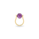 18k Gold, 0.12ct Diamonds & Faceted Dark Amethyst Ring – Small Twist Ring