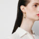 Rose Gold Long Rose Quartz Earrings – Spinning Top Line Long Earrings