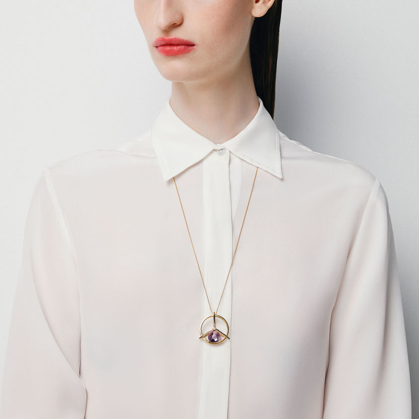 Spinning Pendant – 18k Yellow Gold Quartz & Diamond Spinning