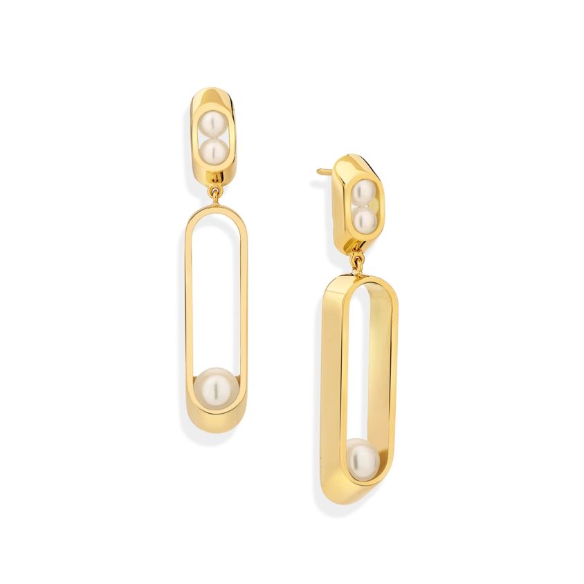 18k Yellow Gold 4/6mm Akoya Pearl Tiered Earrings – Ellipse Tiered Earrings